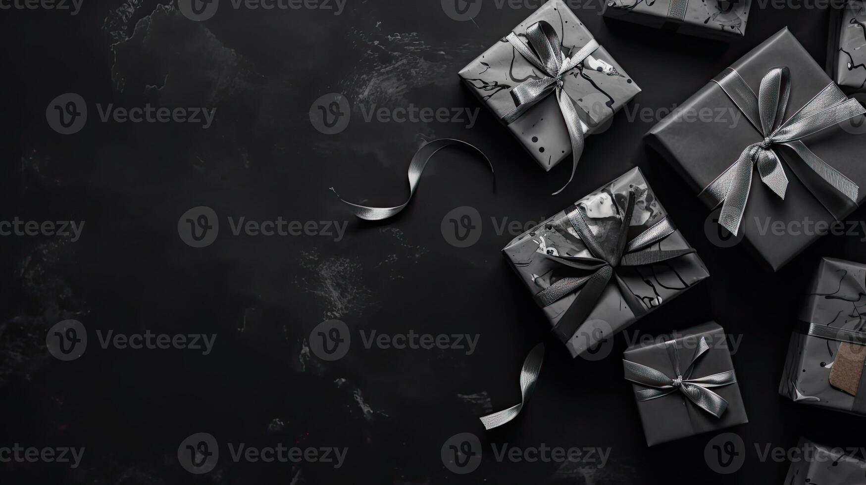 Black friday sale concept design of gift box and black tape for banner background, AI Generative photo