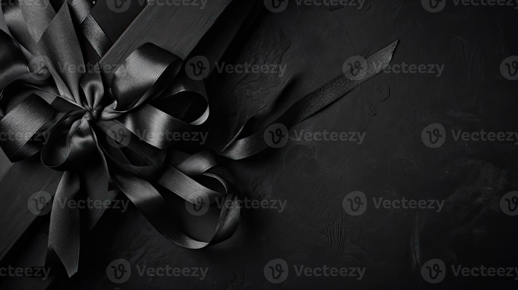 Black Friday Sale Banner Top view with black gift box and black tape on black background, AI Generative photo