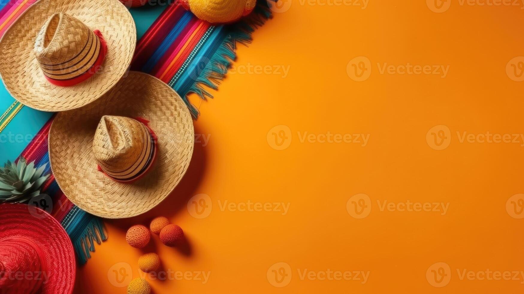 Top View concept design of Cinco De Mayo banner background, photo
