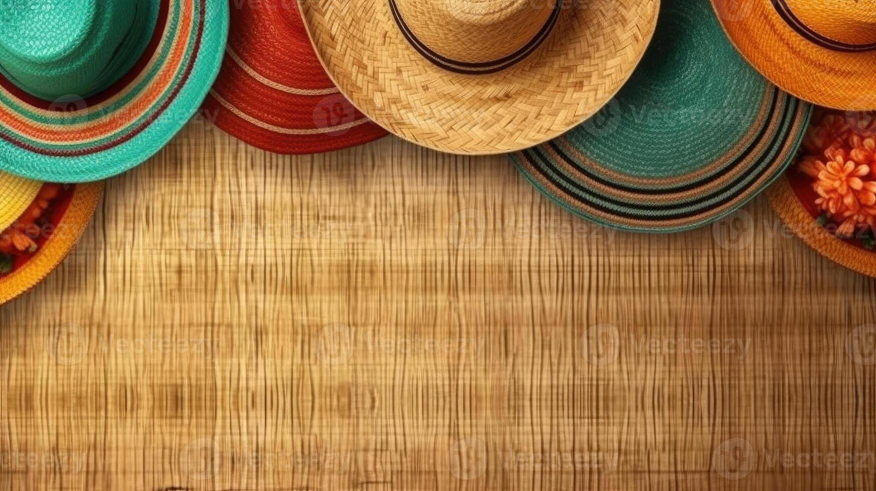 Cinco De Mayo banner concept design of Round hat ornament for banner background, photo