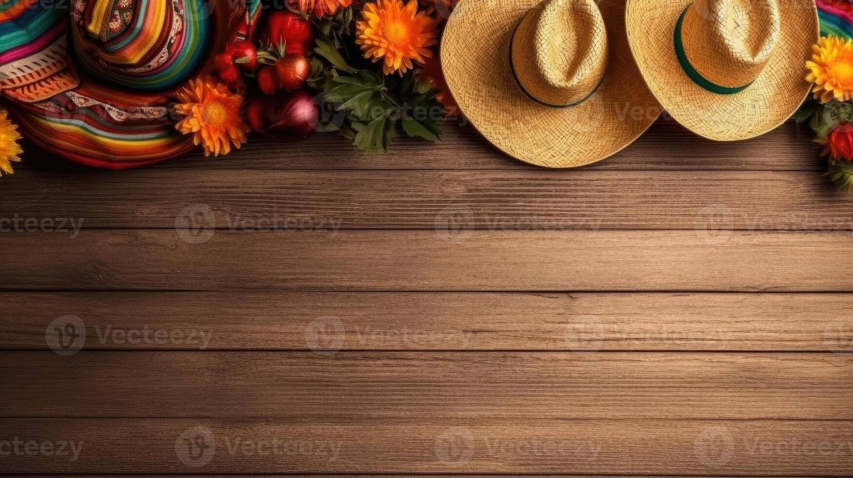 Cinco De Mayo Banner concept design with wood background, photo
