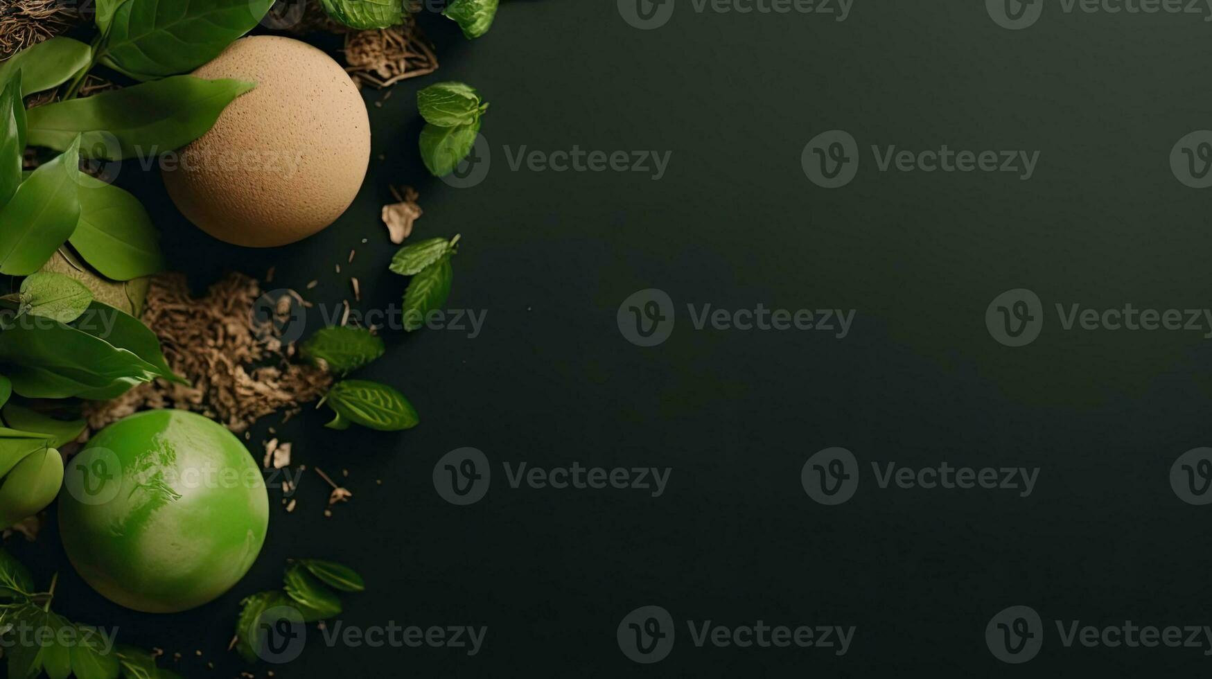Earth Day with plants, plant seeds and miniature earth for banner background, AI Generative photo