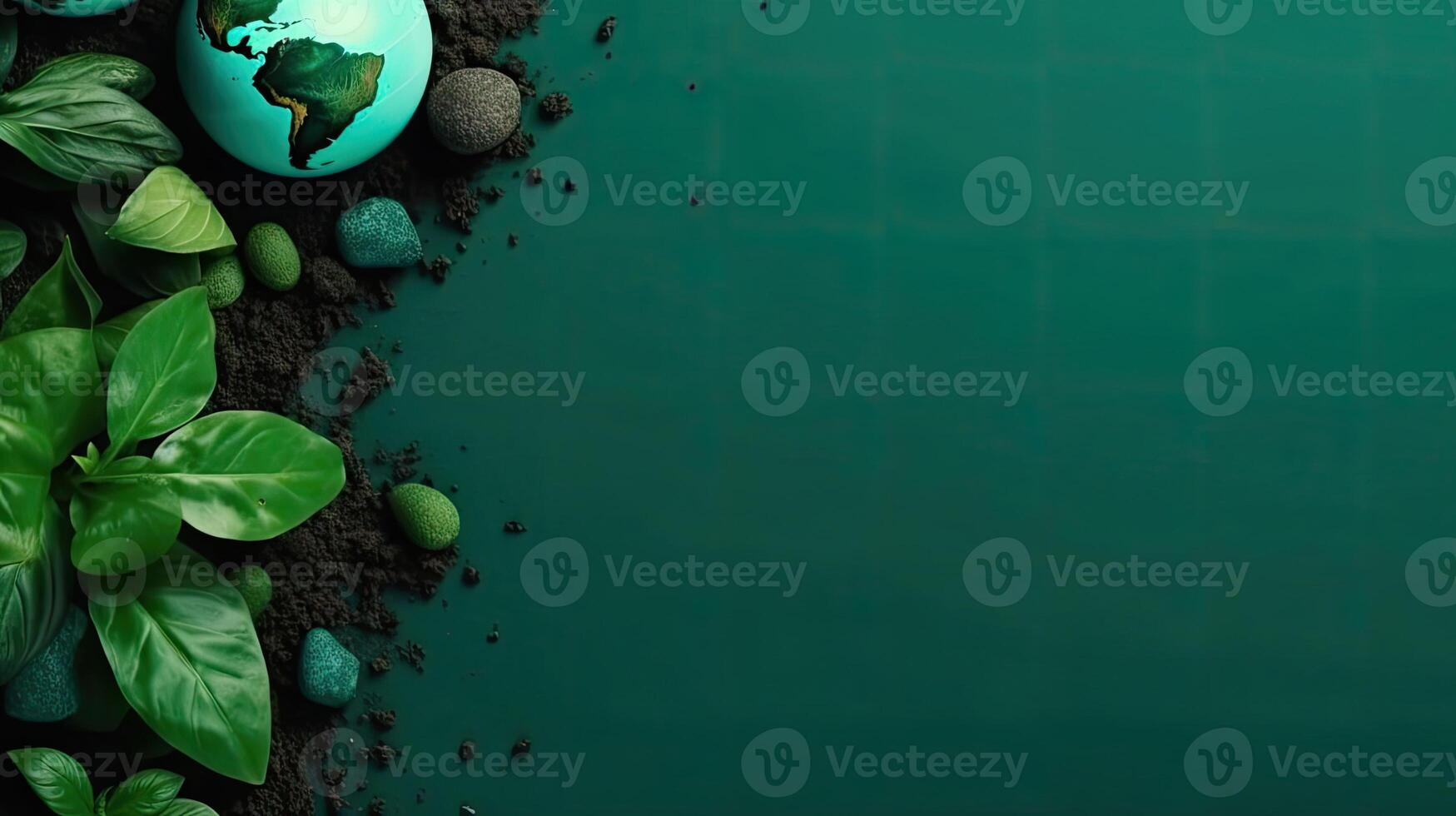 Perfect Concept Design background for Earth Day sale banner plant seeds and miniature earth on green background, photo