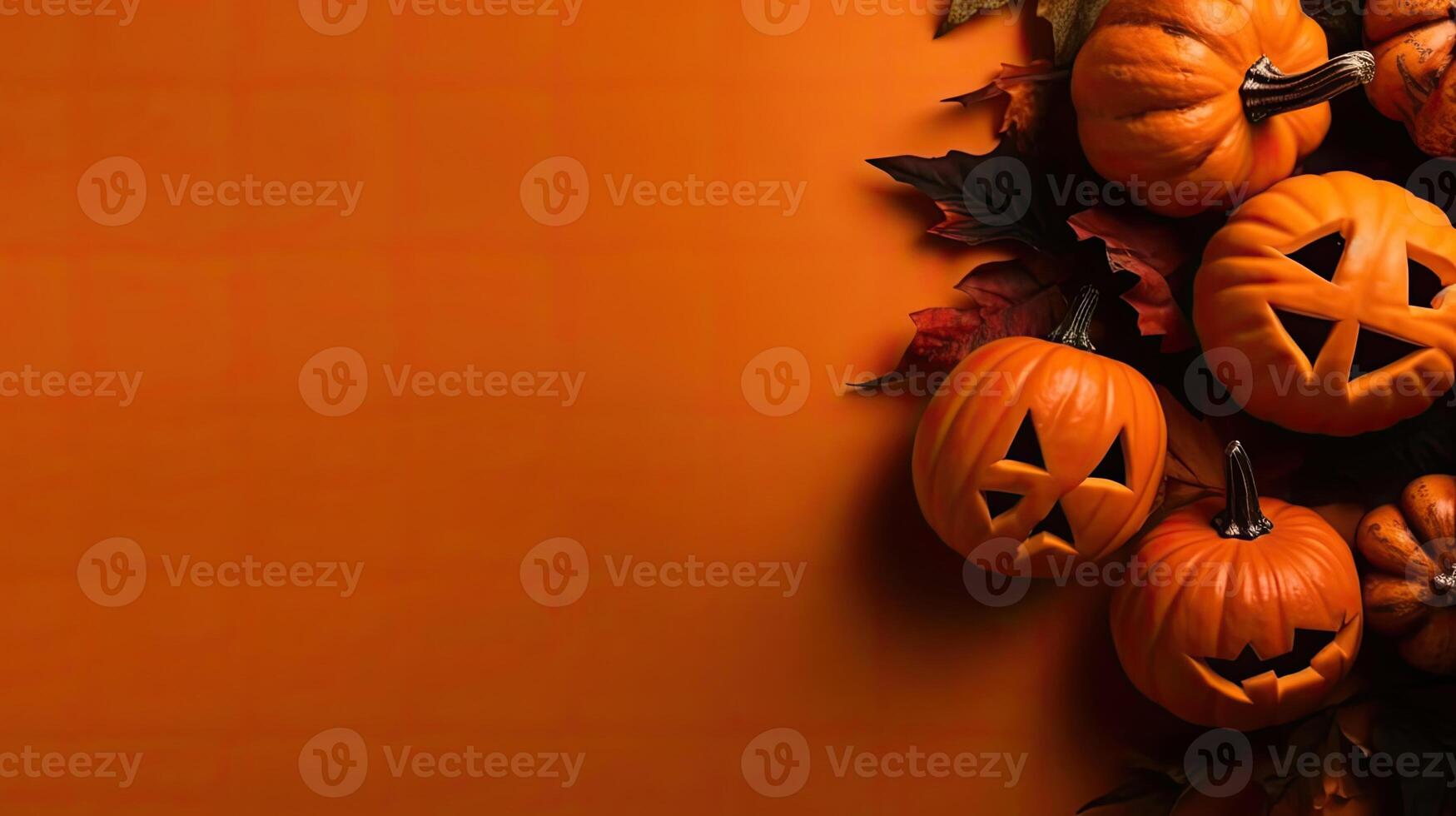 Halloween for sale banner background with bunch of orange pumpkins on spooky background, AI Generative photo