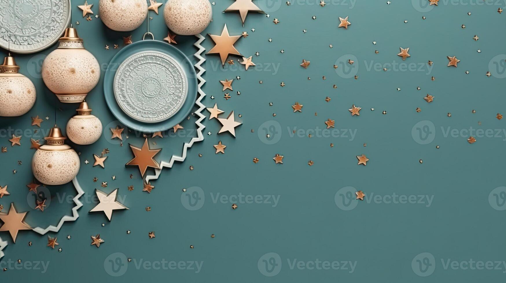 Ramadan for sale banner background with Ramadan ornament on pastel background, AI Generative photo