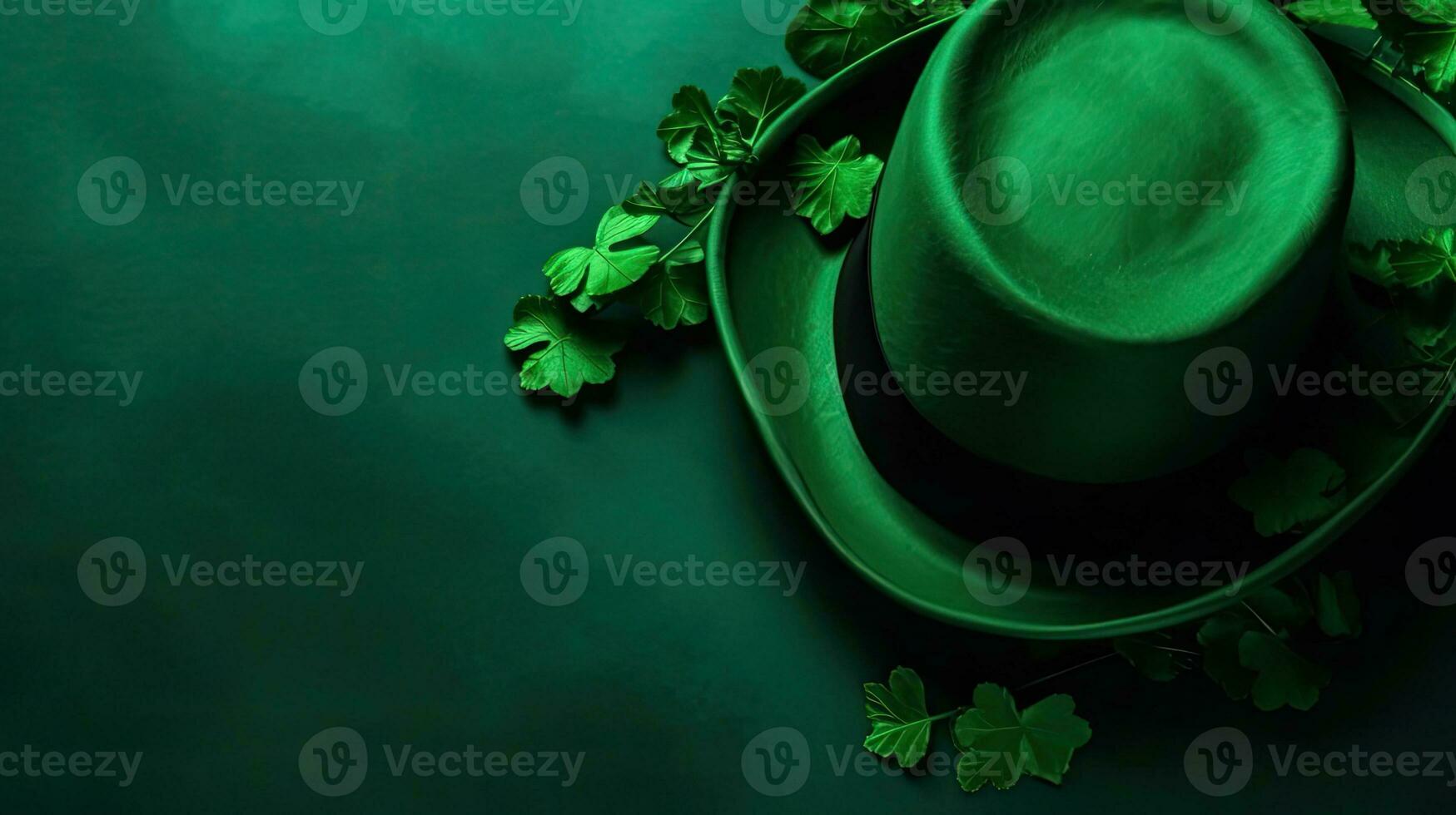 Top View of St Patrick's banner concept design on green pastel background, AI Generative photo