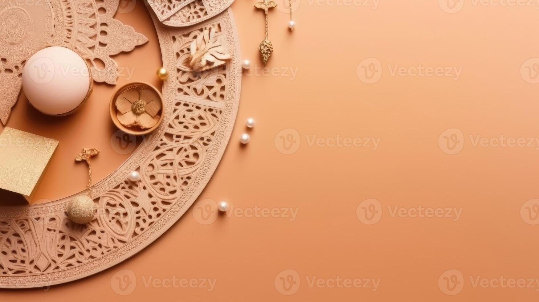 Ramadan food on pastel background for Ramadan banner concept design, photo