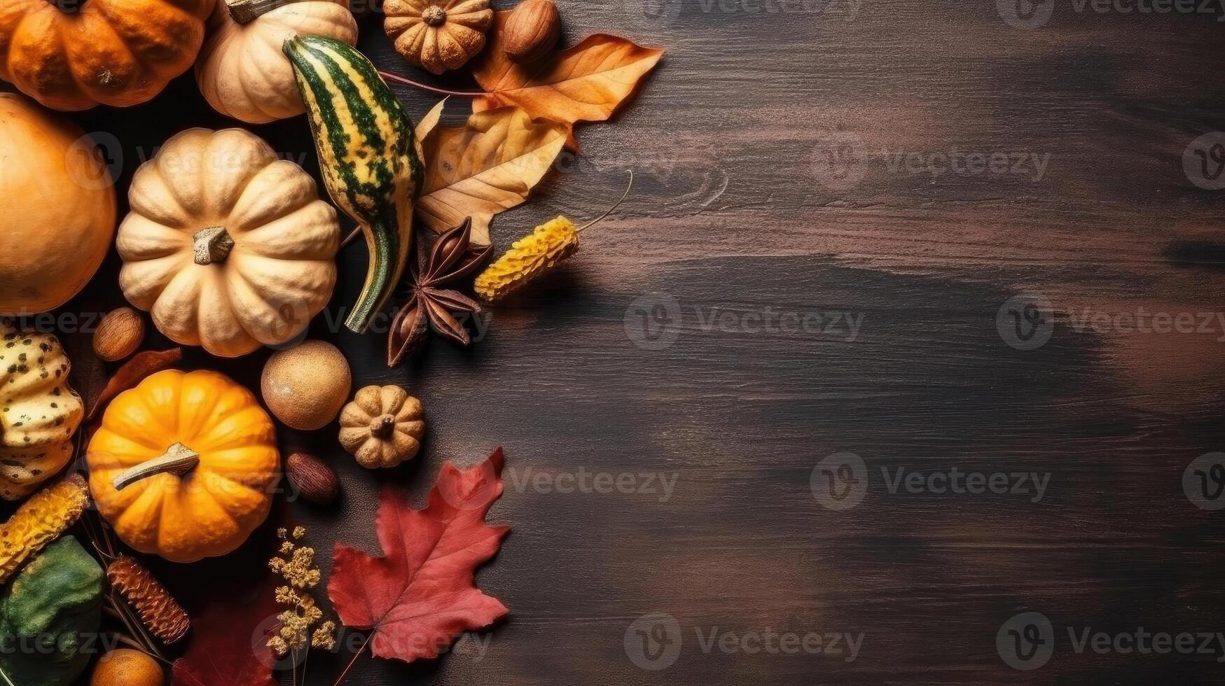 Top View background design of Thanksgiving day banner, photo