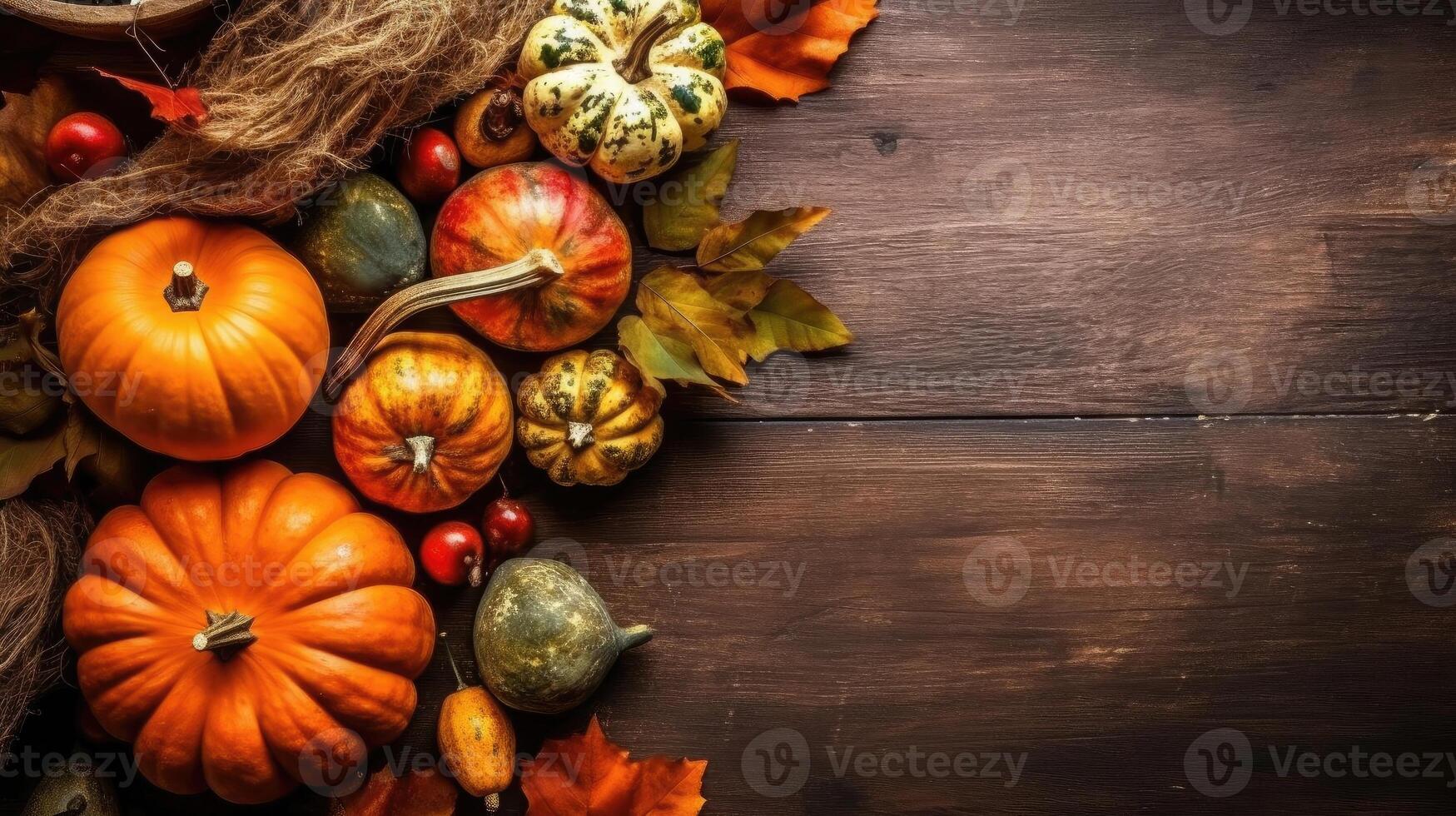 Thanksgiving Day for sale banner background with collection of pumpkins, AI Generative photo