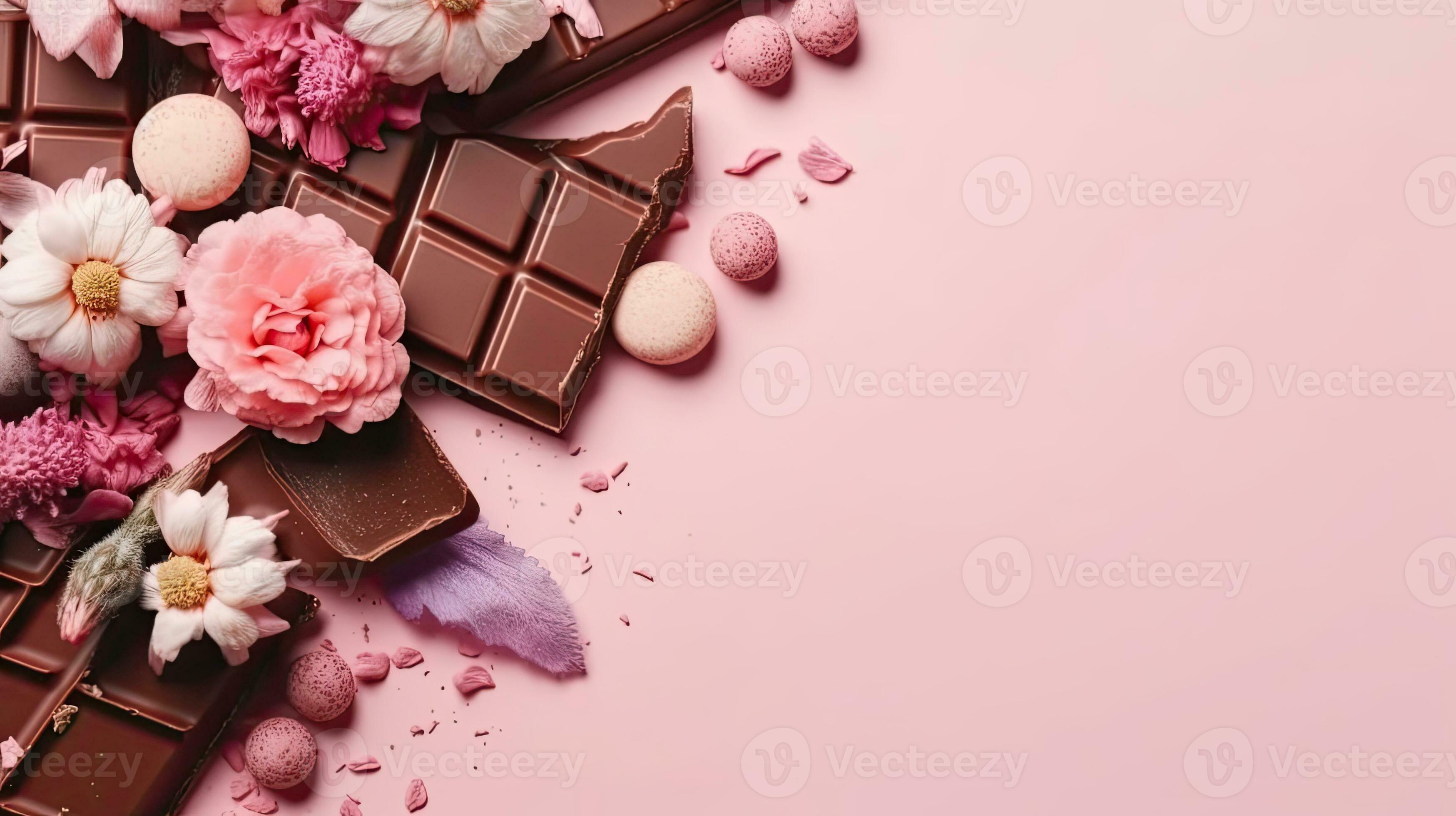 chocolate and pink flower sprinkles for Valentine day sale banner, AI  Generative 26855256 Stock Photo at Vecteezy