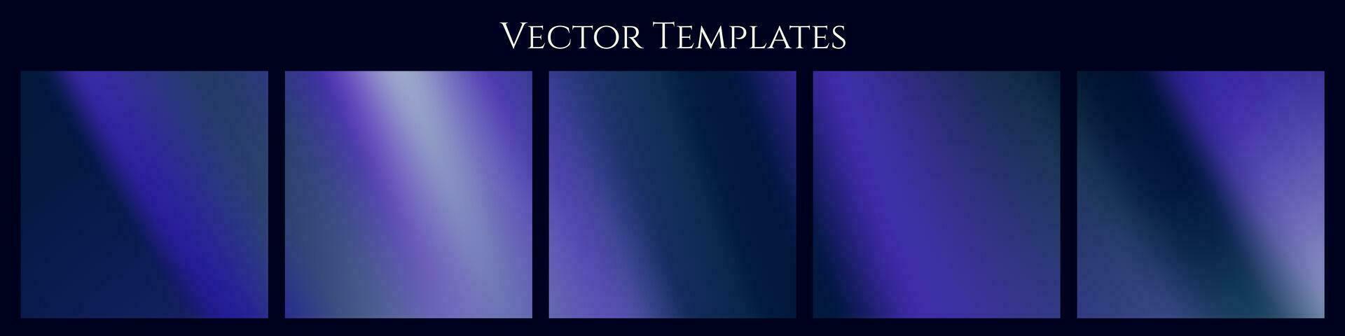 Luxurious Blue Gradient Continuous Vector Templates. Five Carousel Post Templates with blue abstract fluid background. Vector Illustration. EPS 10. For carousel social media posts, continuous designs.