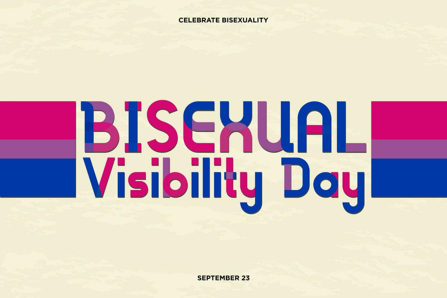 bisexual visibilidad día letras en crema texturizado antecedentes y bi orgullo banderas en lados celebrar bisexualidad, celebrado en septiembre 23 vector obra de arte