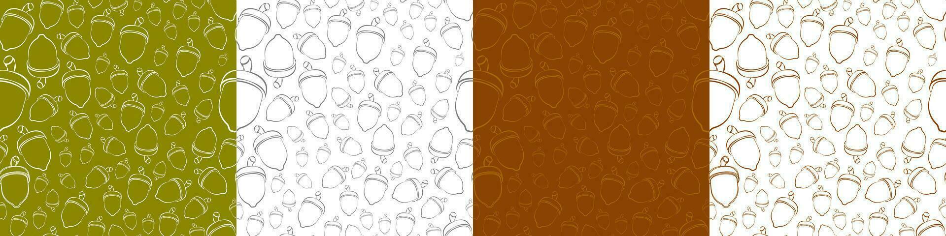 Set of patterns of Hand-drawn acorn outlines sketch. For prints, backgrounds, wraps, packaging, banner. Vector Illustration. EPS 10.