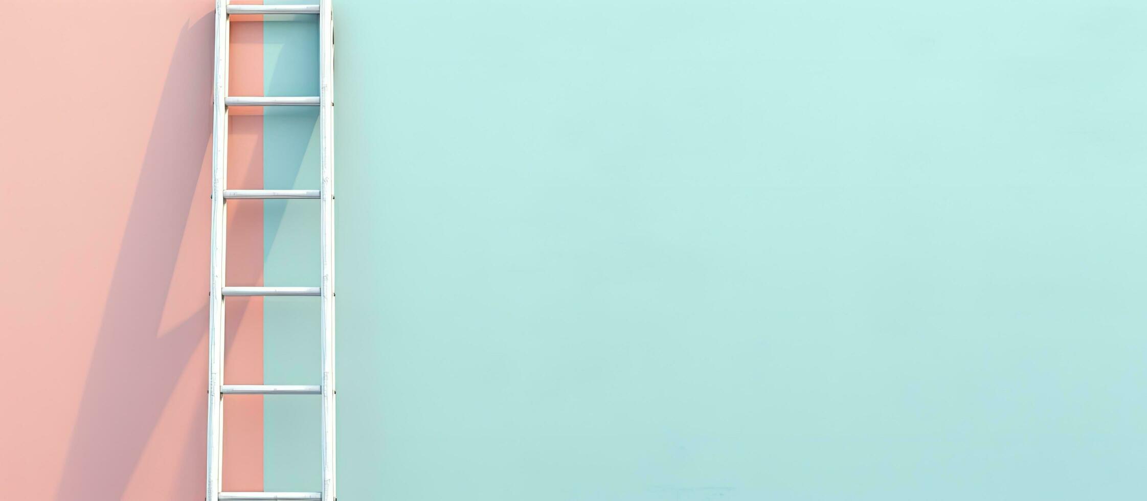Photo of a white ladder leaning against a pink wall, with plenty of space for text or other elements with copy space