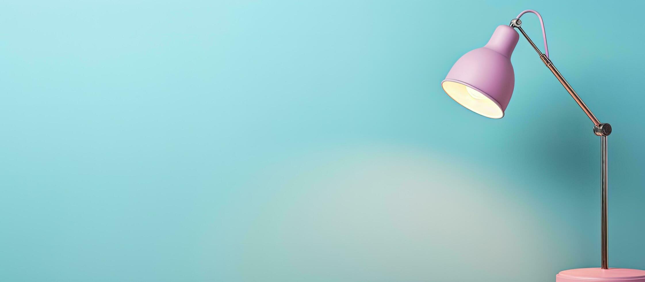 Photo of a pink table lamp on a table with plenty of empty space for copy with copy space