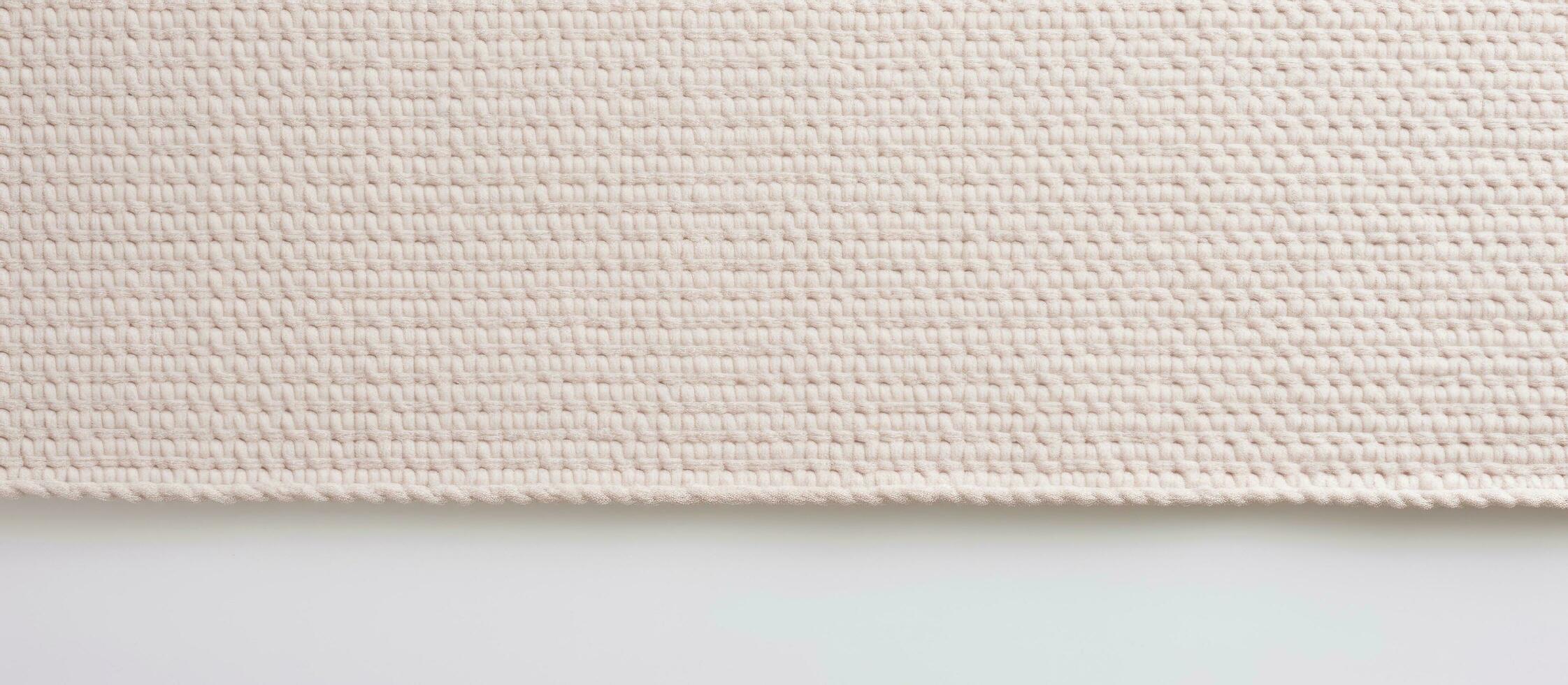 Photo of a textured fabric close up on a wooden table with copy space
