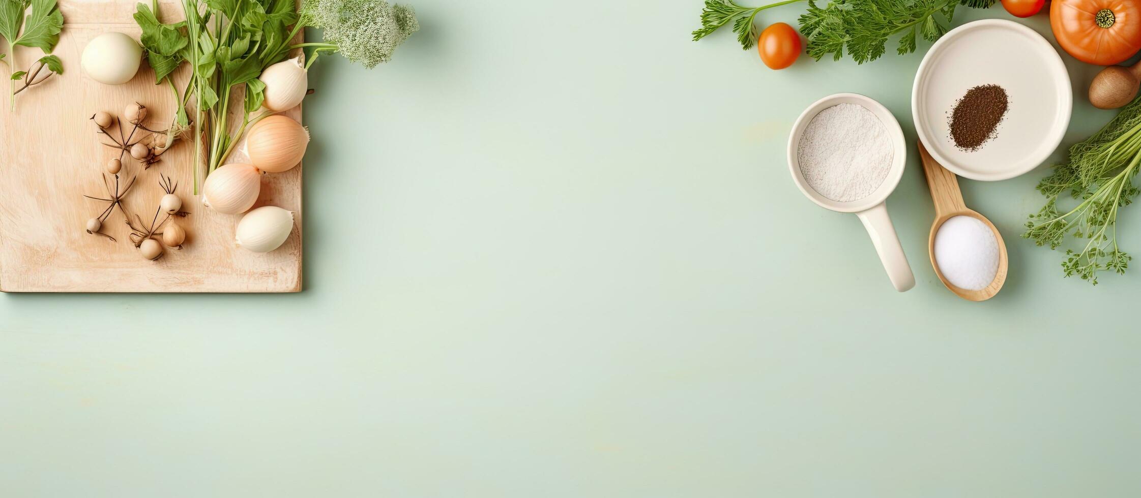 Photo of a colorful assortment of fresh vegetables on a wooden cutting board with copy space