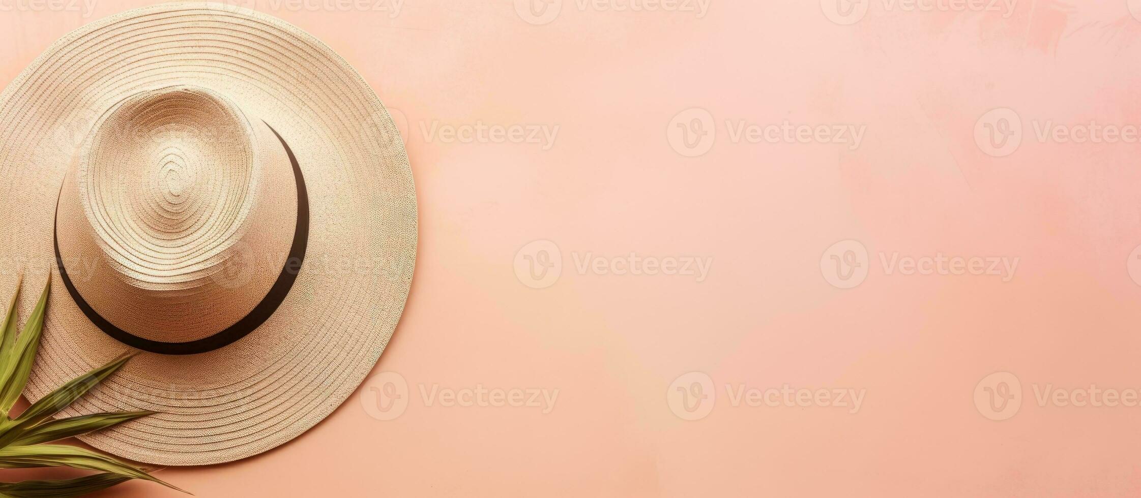 foto de un blanco sombrero colgando en un rosado muro, con mucho de Copiar espacio con Copiar espacio