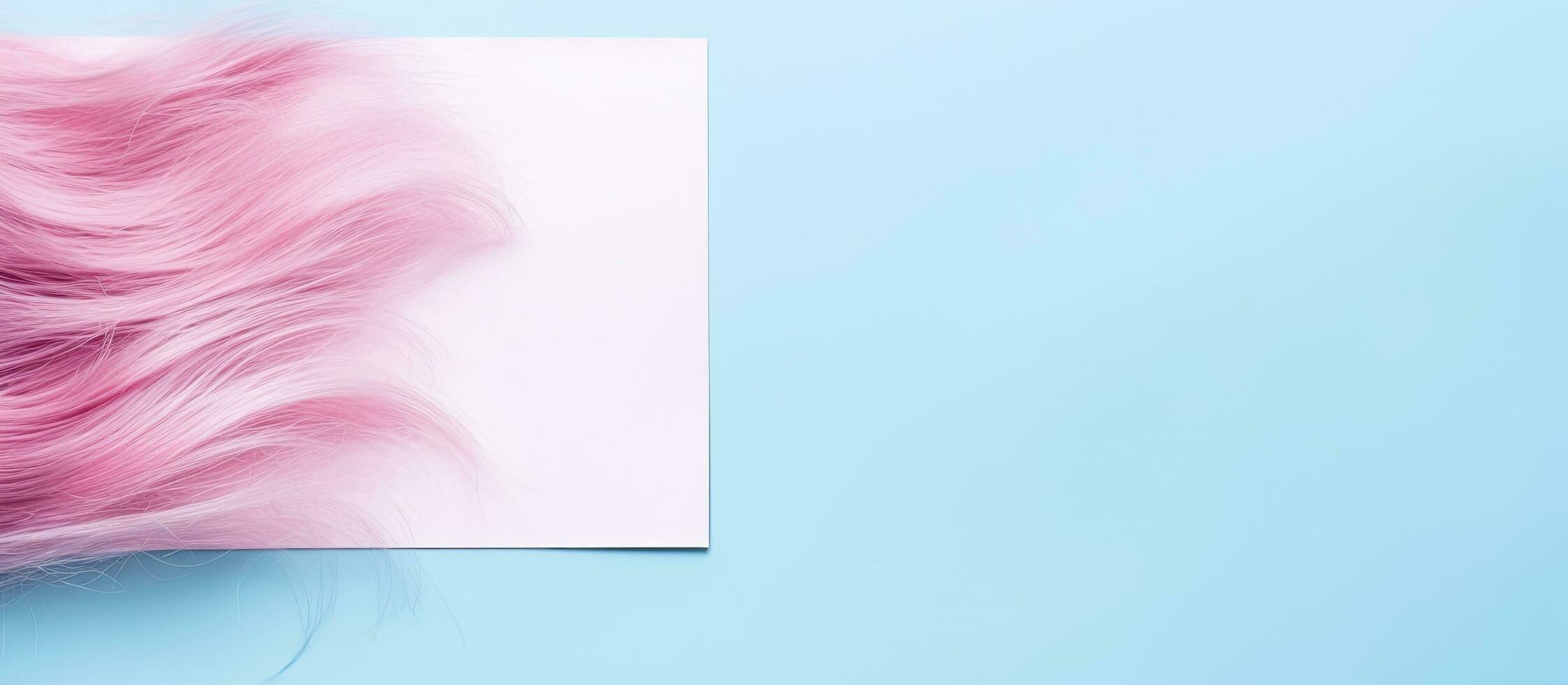 Photo of pink hair on a piece of paper with copy space with copy space