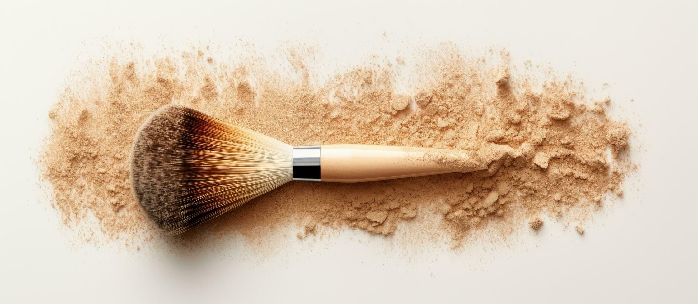 Photo of a dirty makeup brush with copy space for text or design with copy space