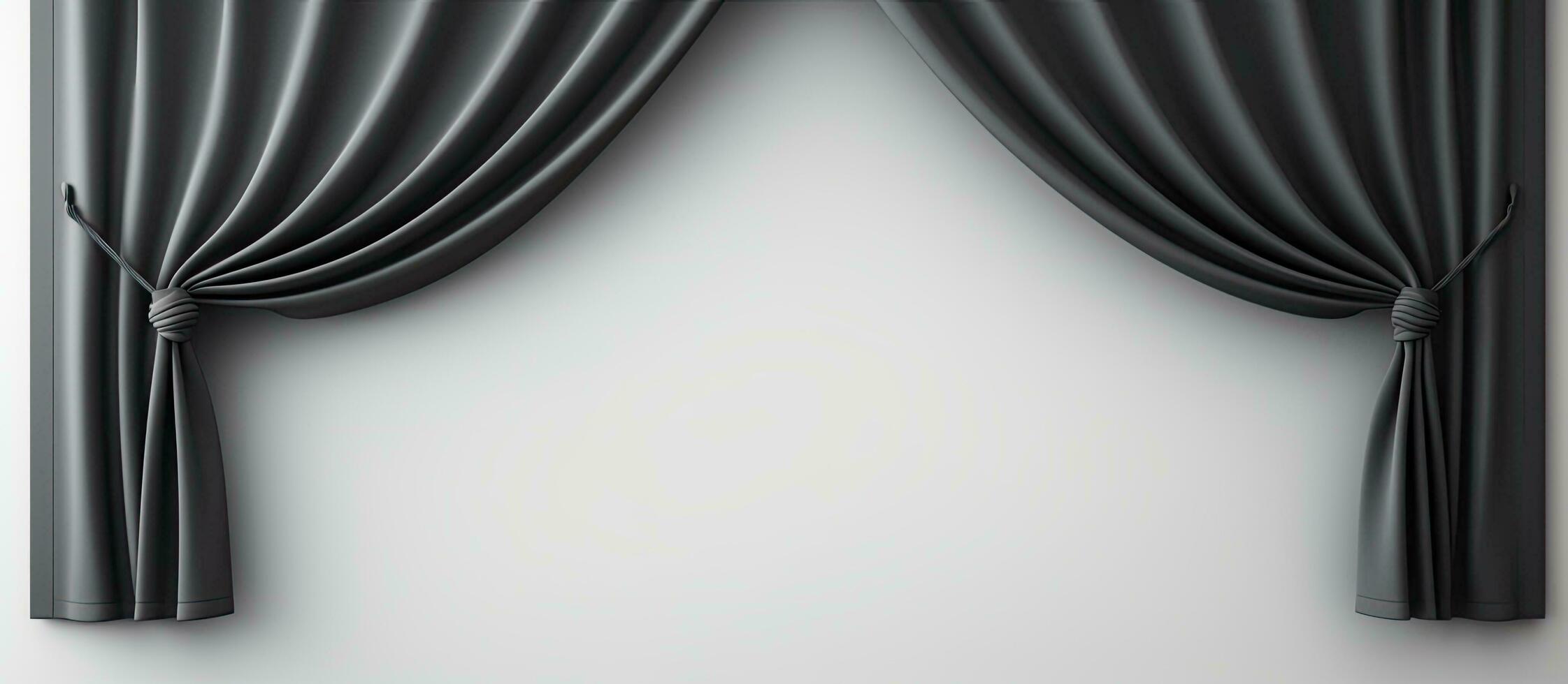 Photo of a black curtain hanging on a wall with empty space for text or design with copy space