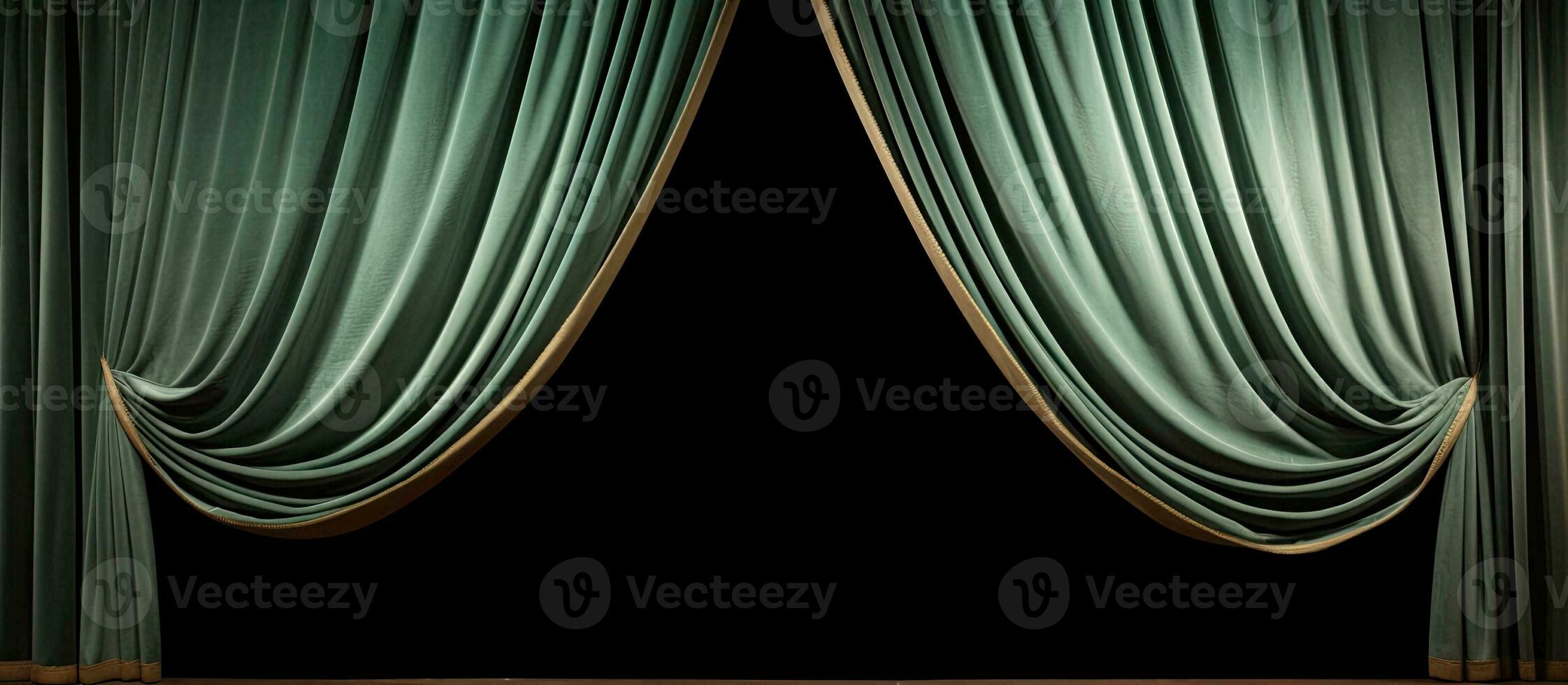 Photo of an open curtain against a black background, offering a blank canvas for creative content with copy space