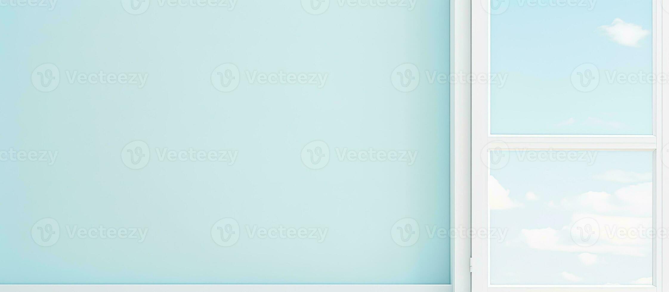 Photo of a room with a blue wall and a window, offering plenty of copy space with copy space