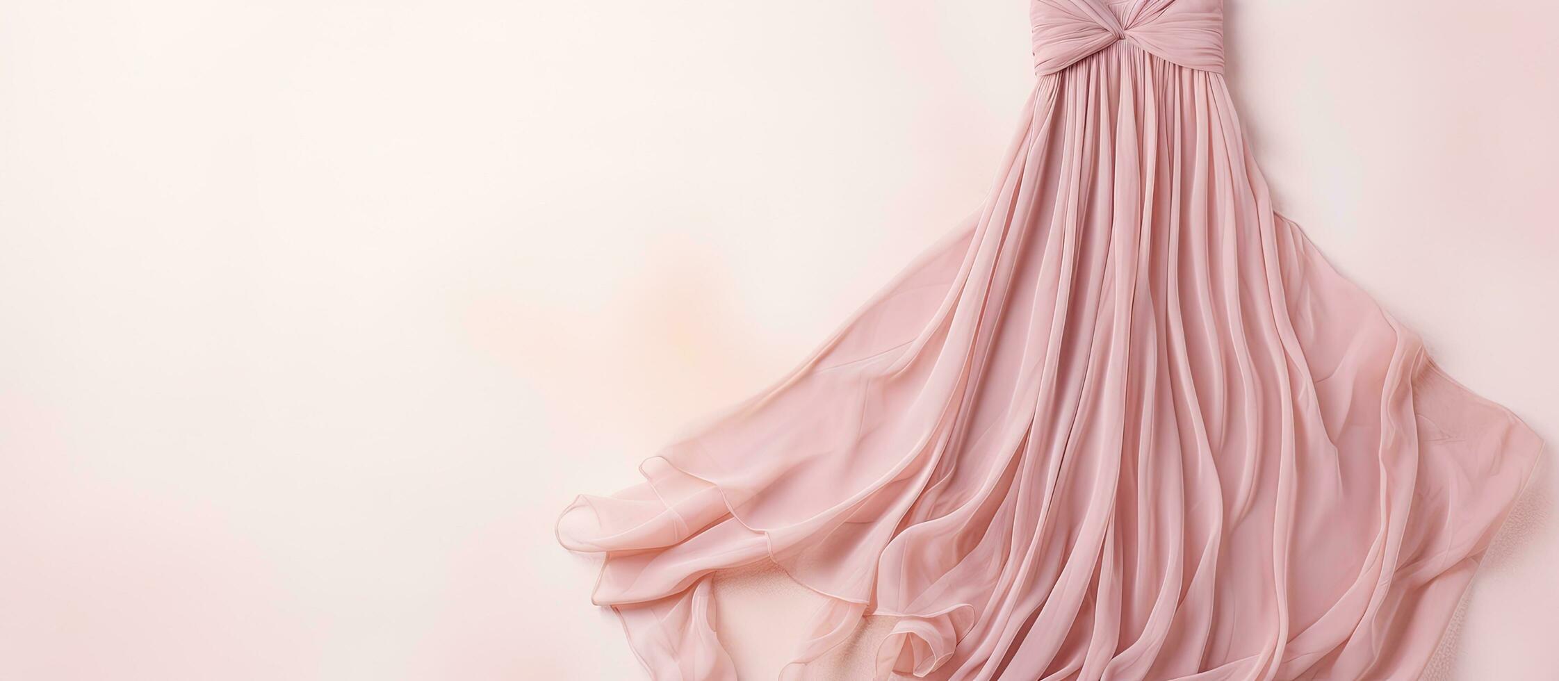 Photo of a pink dress hanging on a wall with copy space with copy space
