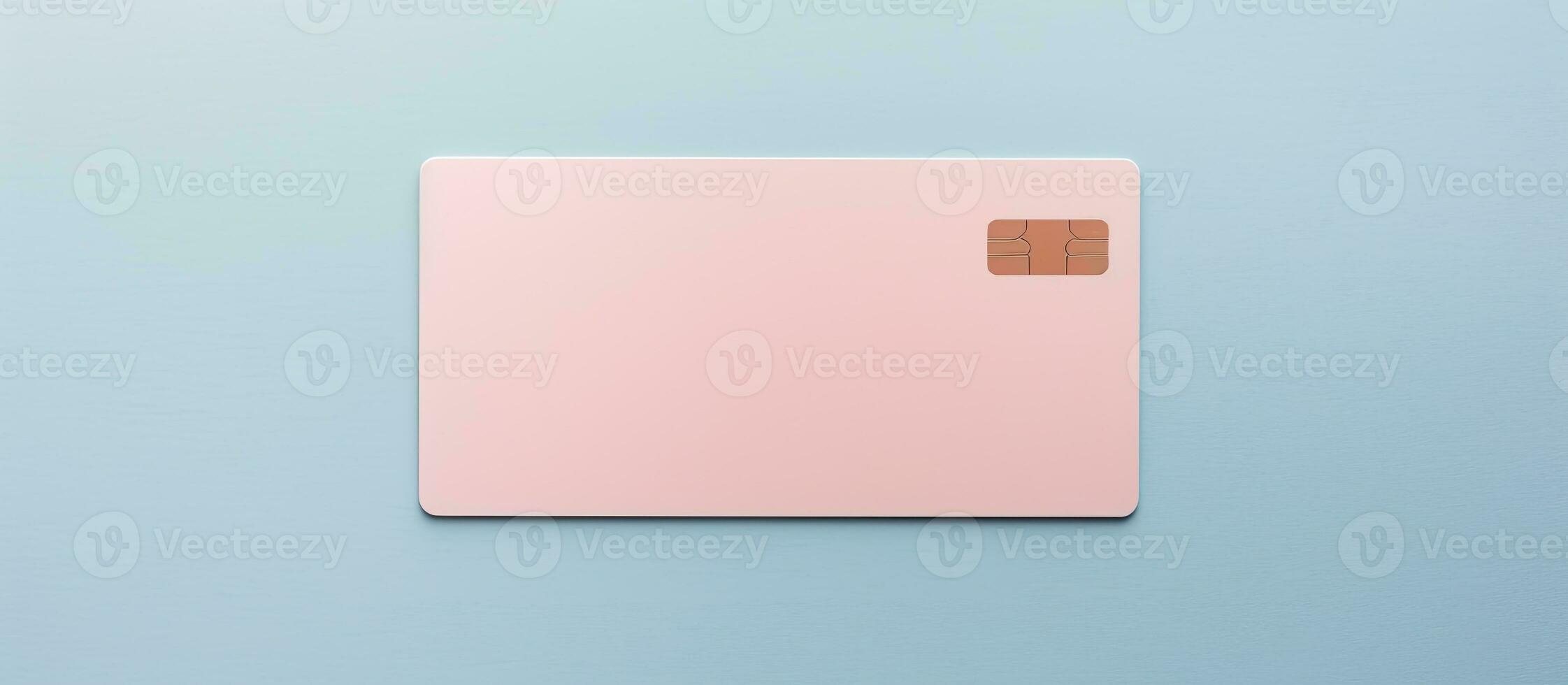 Photo of a credit card on a vibrant blue background with copy space