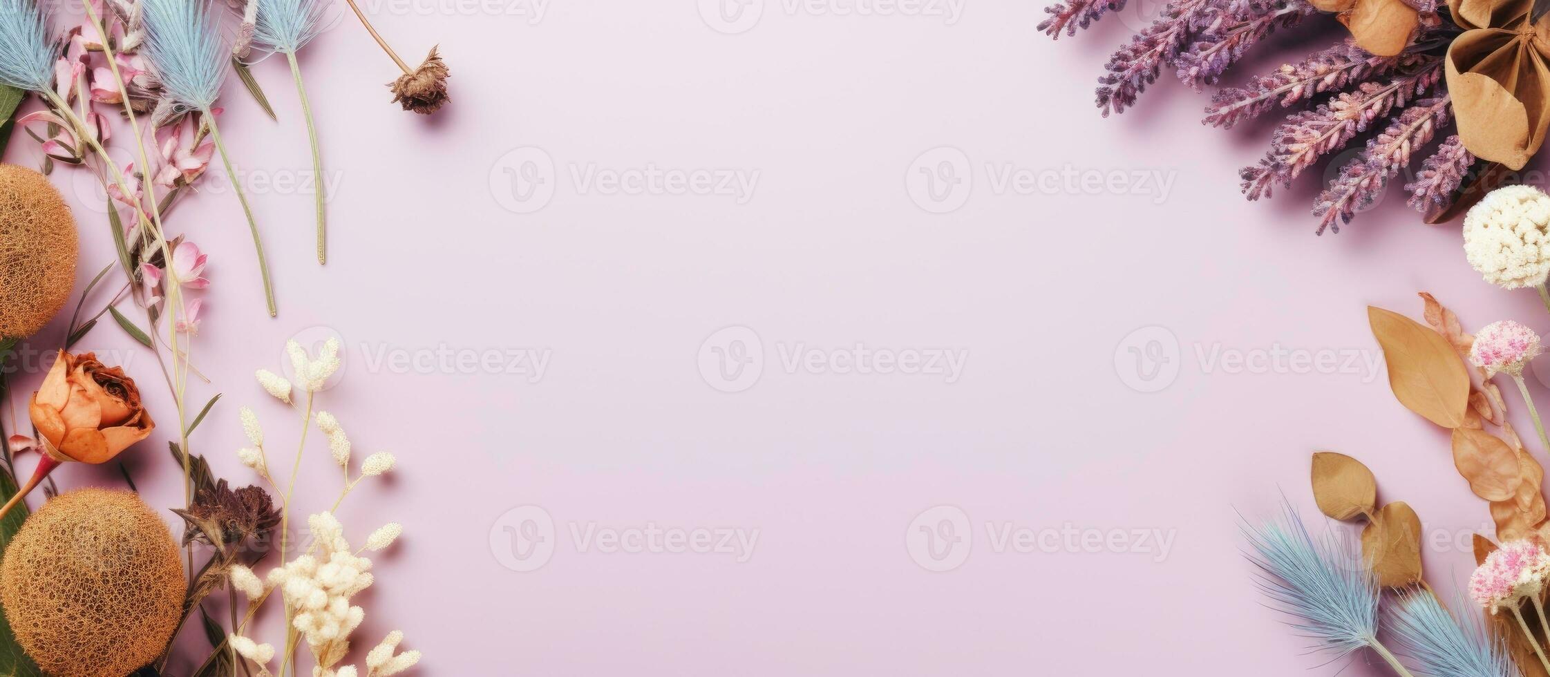 Photo of a vibrant and colorful flower arrangement on a blue table with copy space