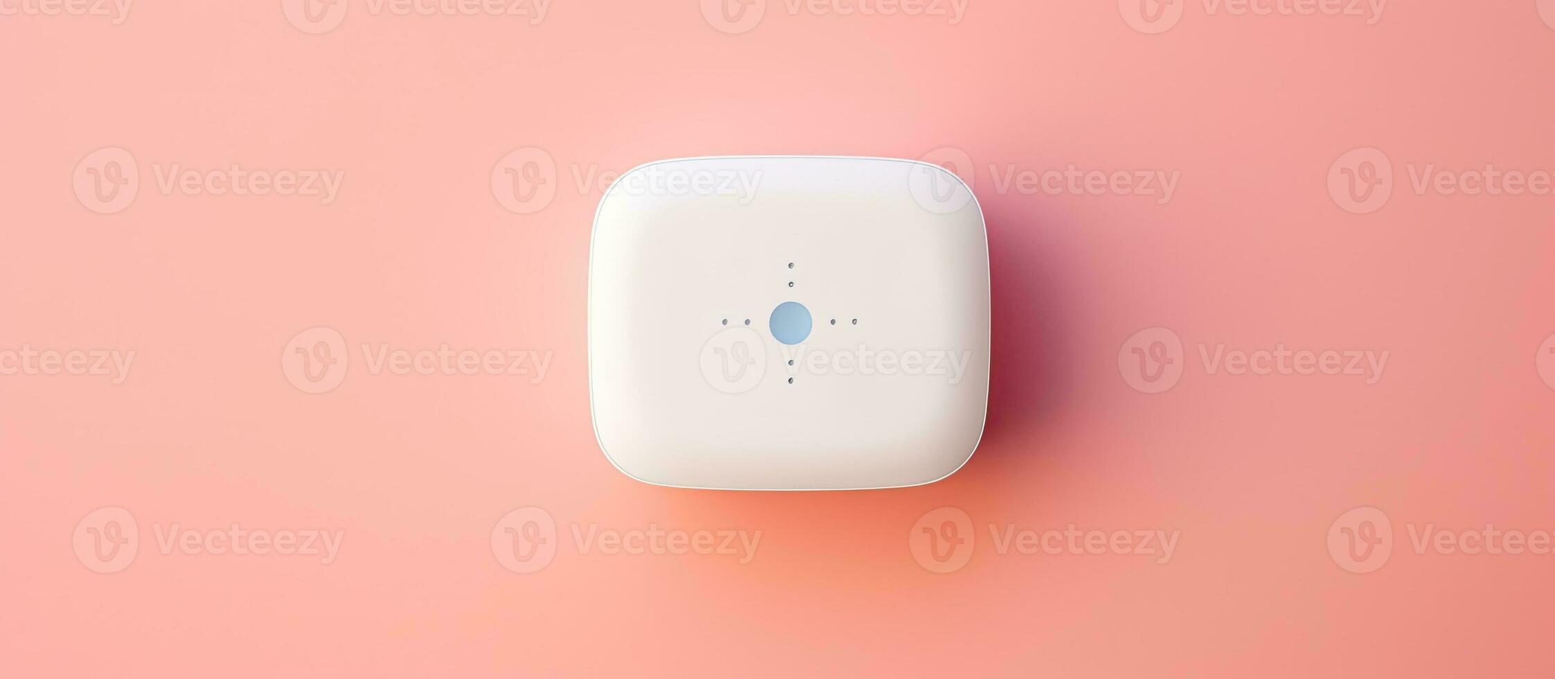 Photo of a white and blue object on a pink background with copy space with copy space