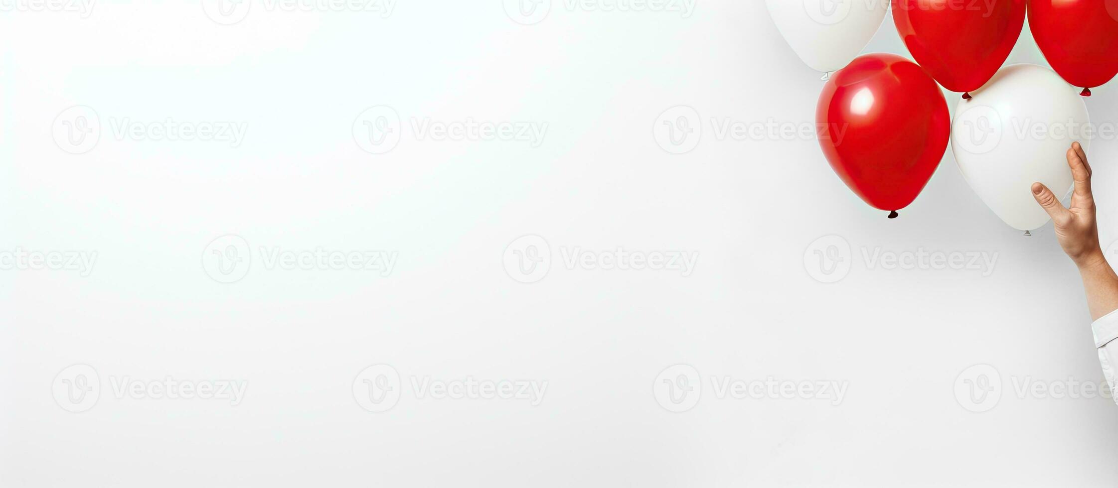 Photo of a woman holding colorful balloons with copy space with copy space
