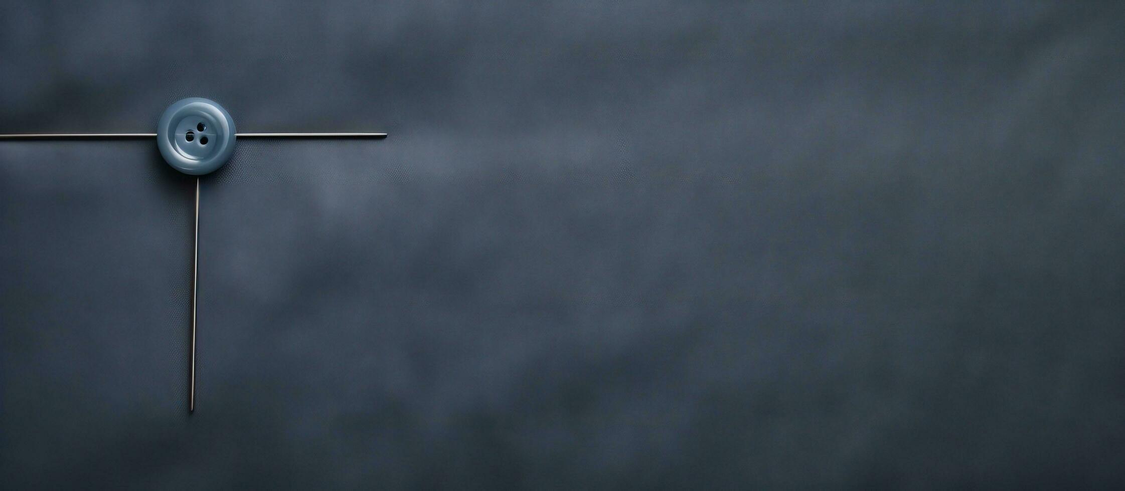 Photo of a blue button on a black background with ample copy space with copy space