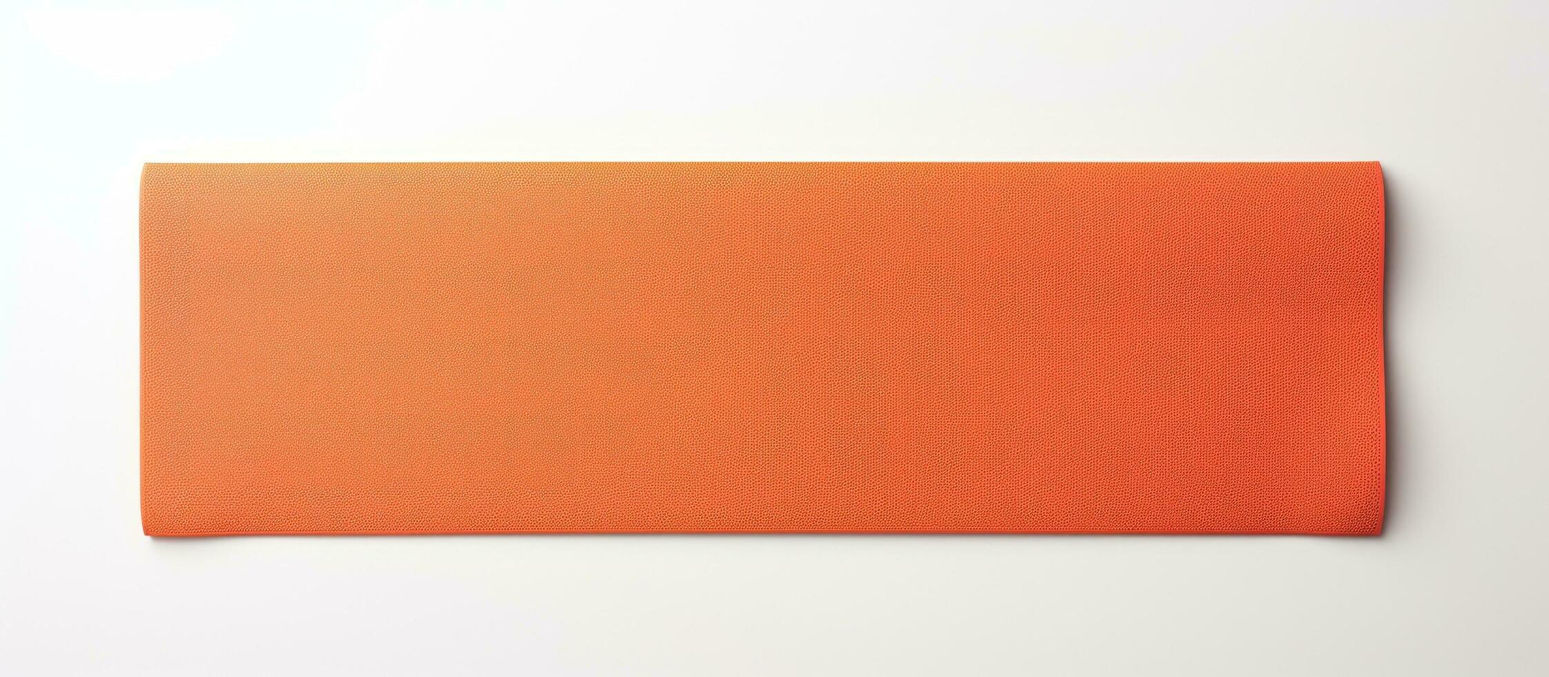 Photo of an orange piece of paper on a white background with plenty of space for text or other elements with copy space