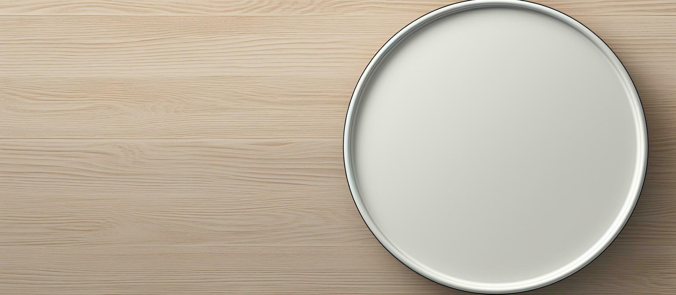 Photo of a clean white toilet seat on a wooden floor with copy space