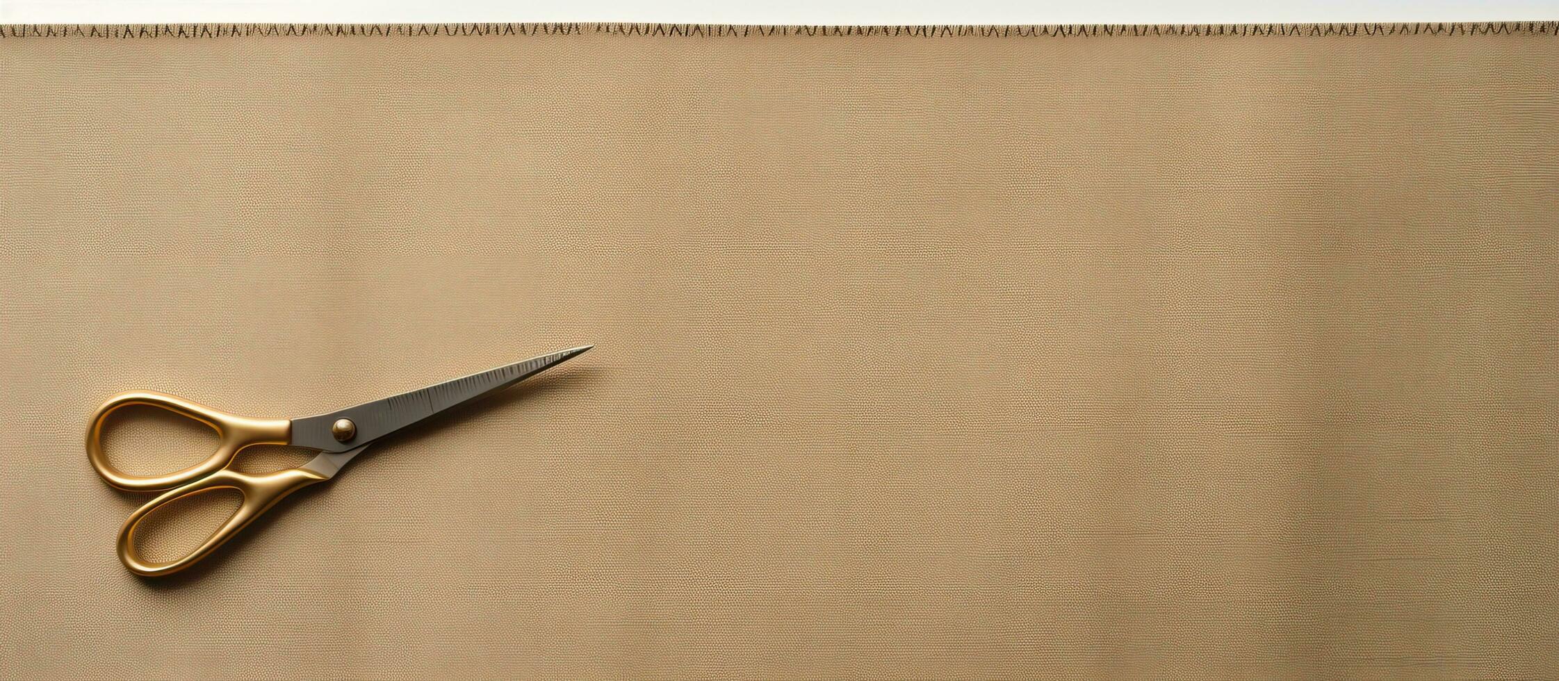 Photo of scissors on paper with empty space for copy with copy space