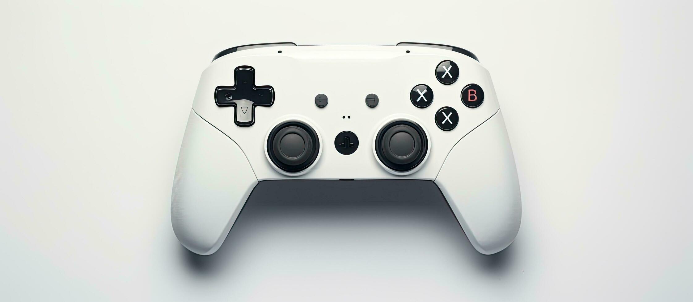 Photo of a video game controller up close with empty space for text or graphics with copy space