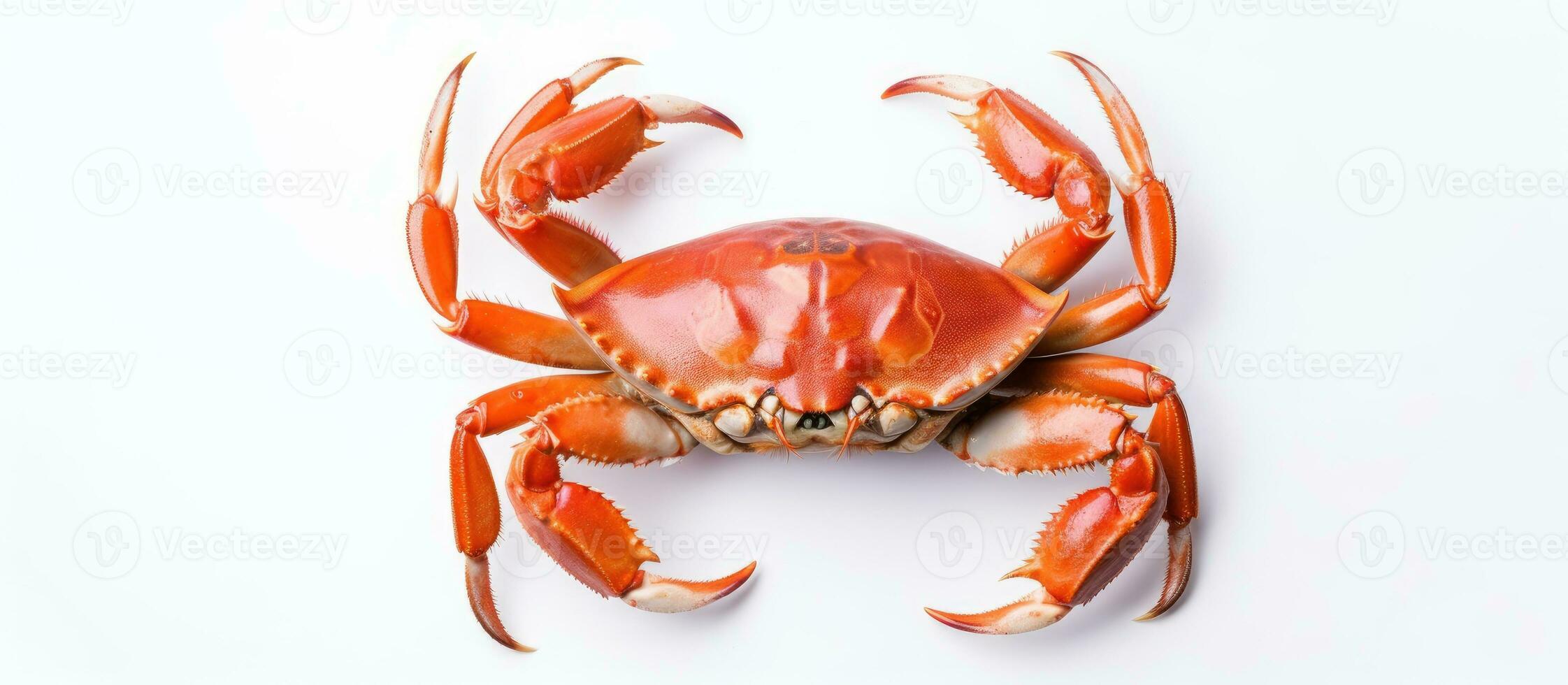 Photo of a crab on a white background with copy space