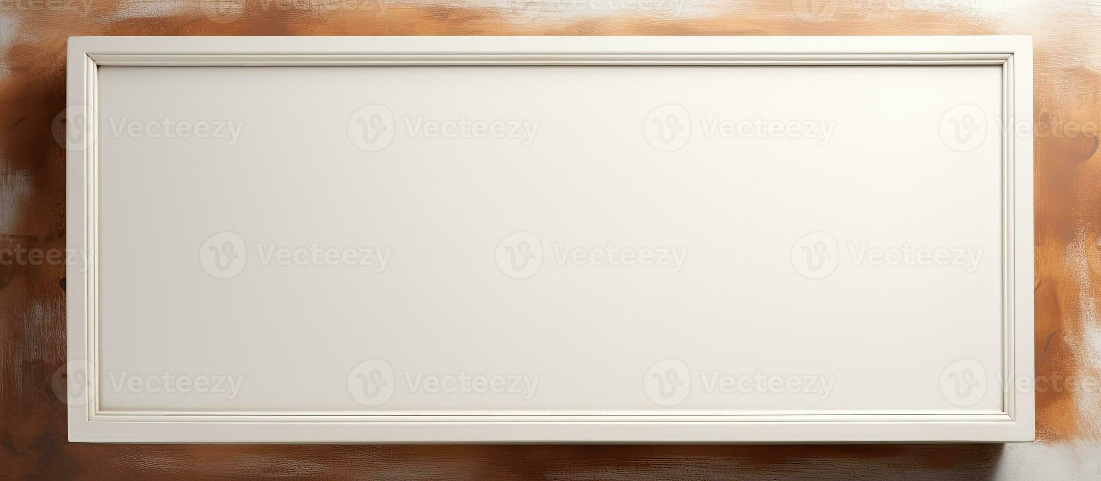 Blank canvas hanging on white wall, space for text Stock Photo