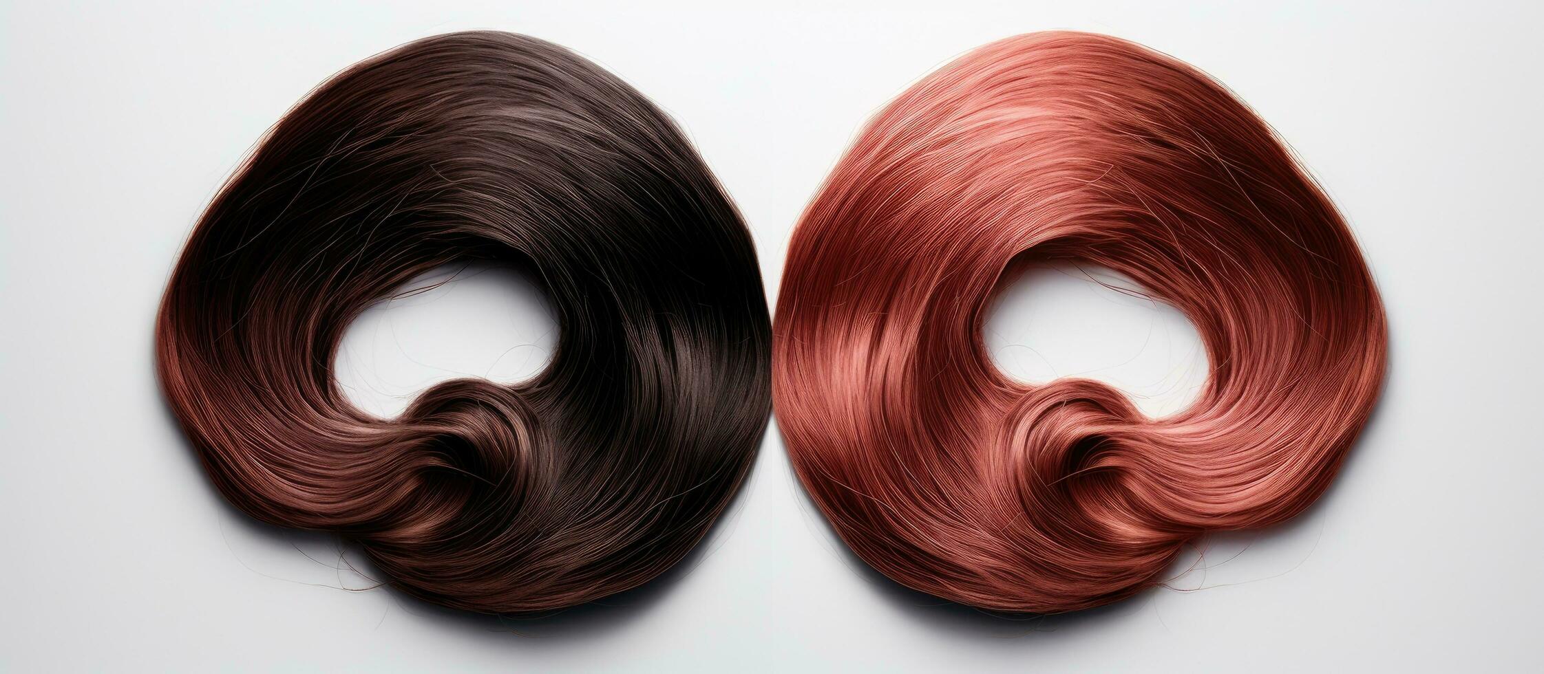 Photo of two tone hair colors on a clean background with copy space