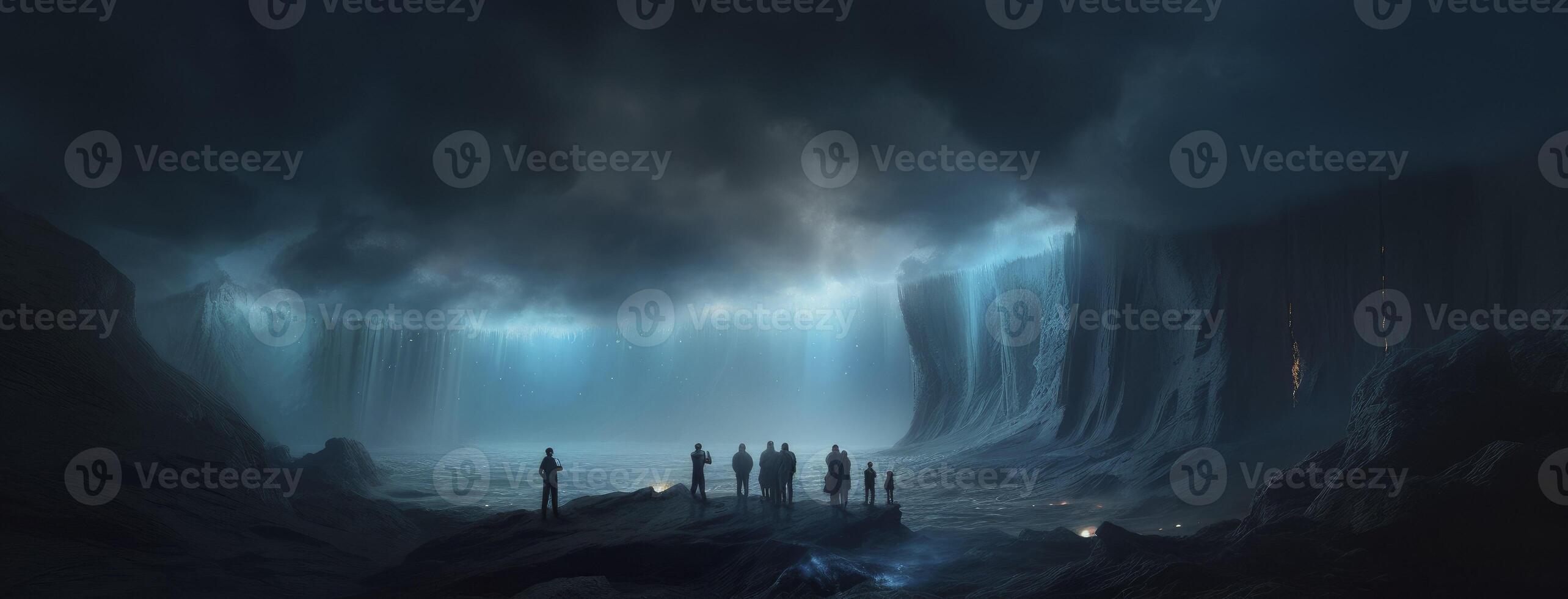 Blue fire of Mount, in the style of gauzy atmospheric landscapes, photo