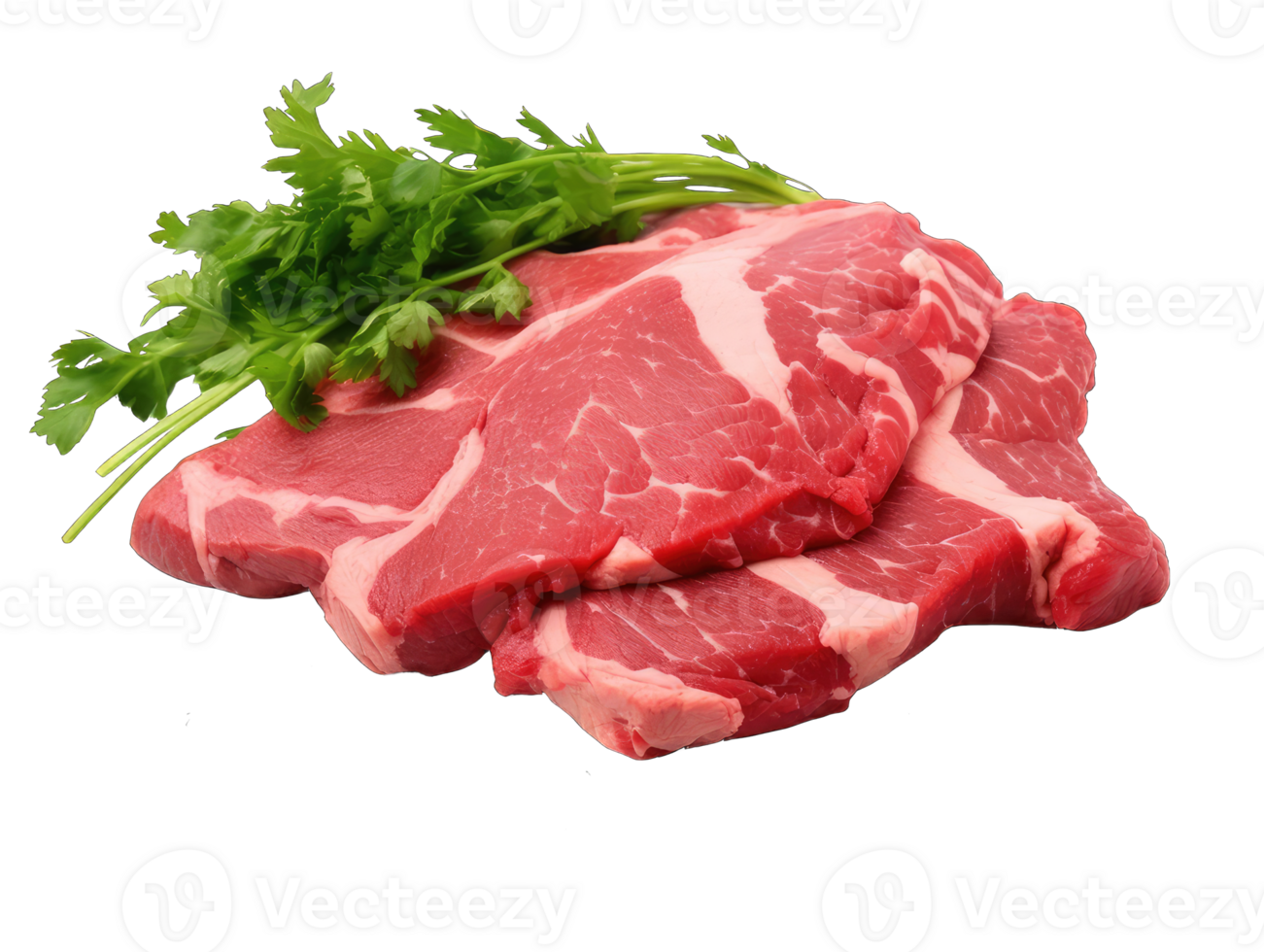Fresh raw tasty meat steak cow fly vegetables health food, isolated on transparent background png