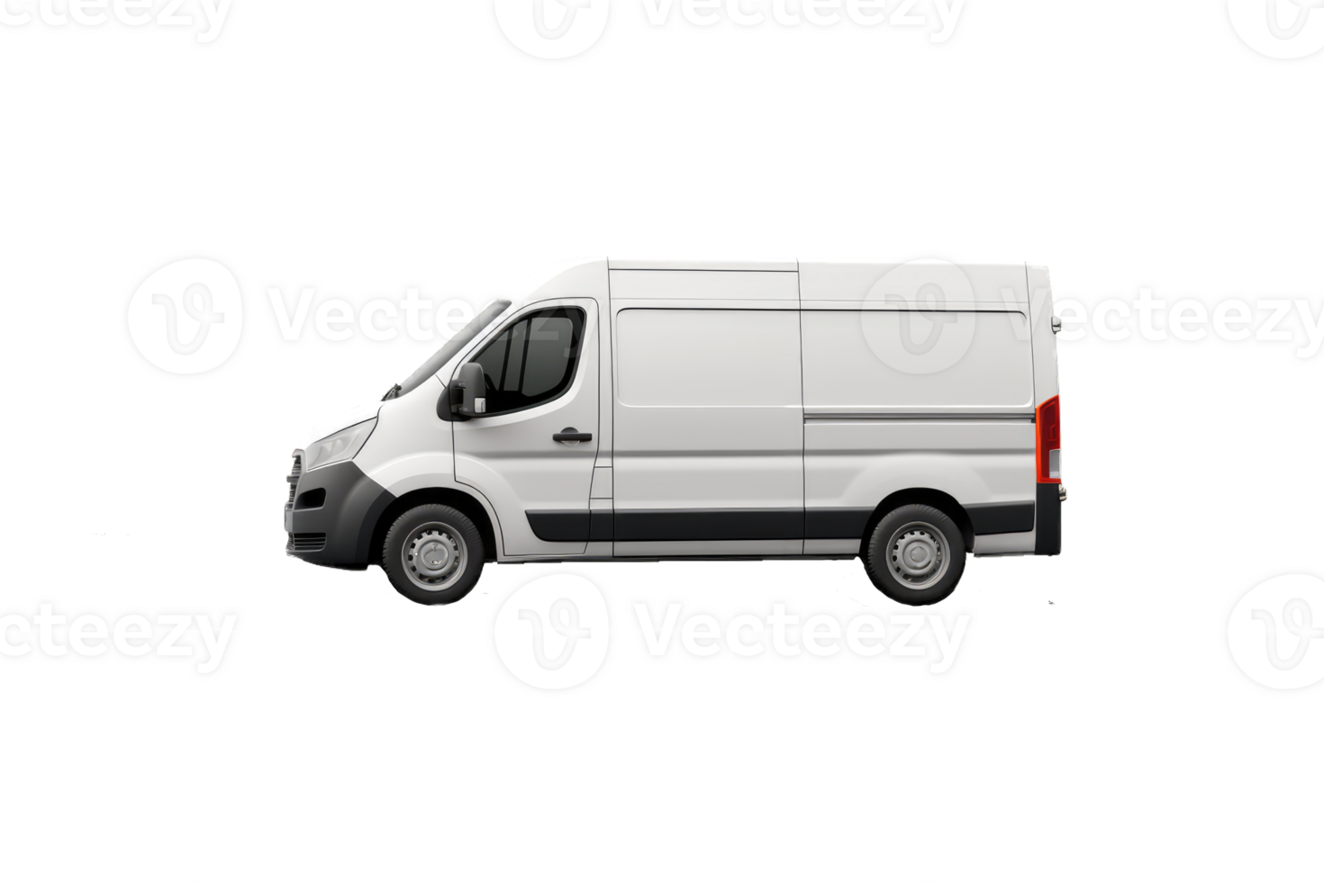 Van vector mock-up. Isolated template of box truck on transparent background. Vehicle branding mockup. png