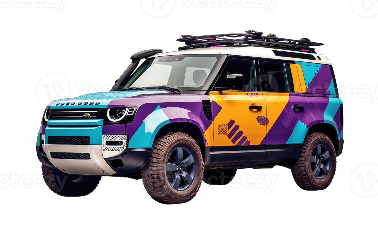 Purple family urban SUV car on transparent background. 3D illustration png