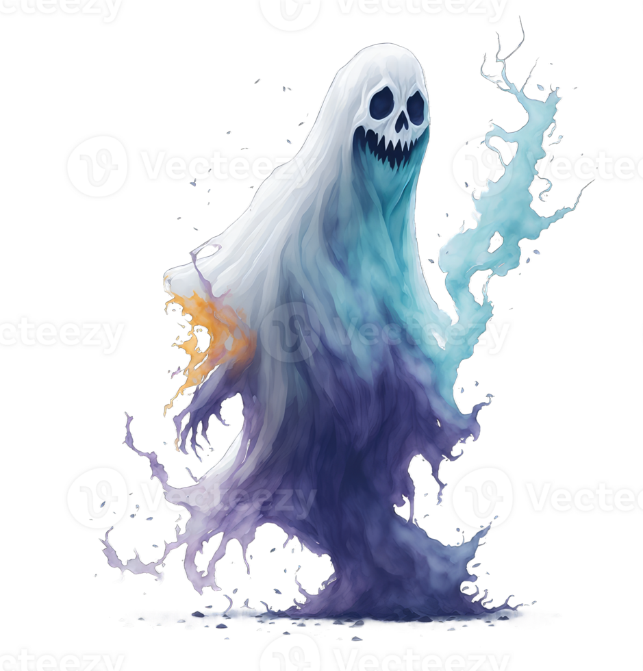 vetor ilustração do fantasma, fantasma silhueta isolado em transparente fundo. dia das Bruxas assustador monstro, assustador espírito ou poltergeist vôo dentro noite. místico criatura sem corpo png