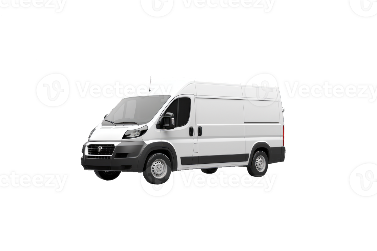 Van vector mock-up. Isolated template of box truck on transparent background. Vehicle branding mockup. png
