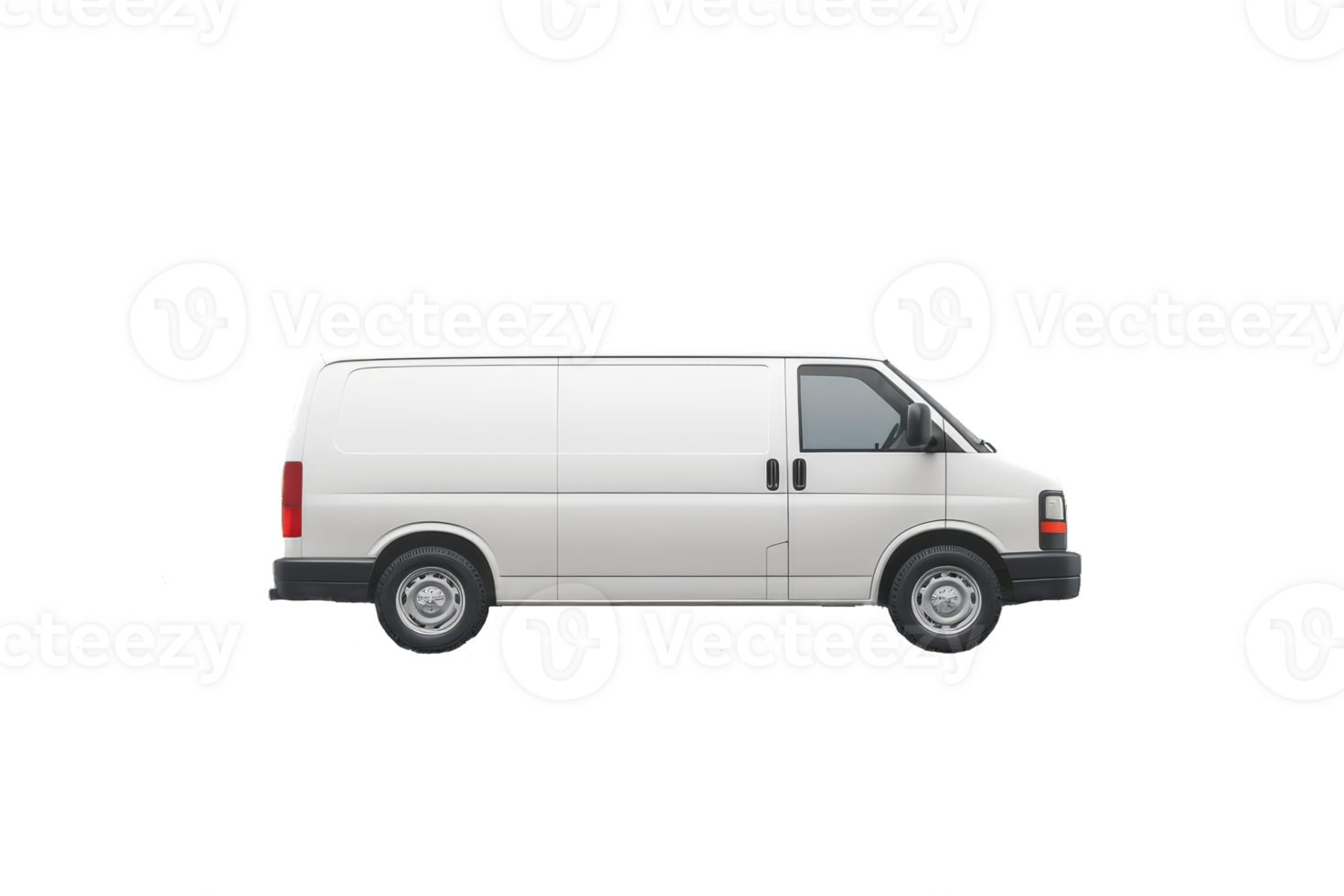 Van vector mock-up. Isolated template of box truck on transparent background. Vehicle branding mockup. png