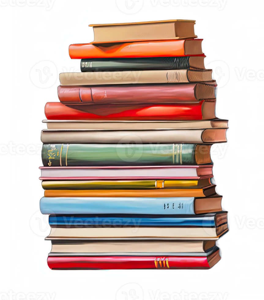 stack of books isolated on transparent background png