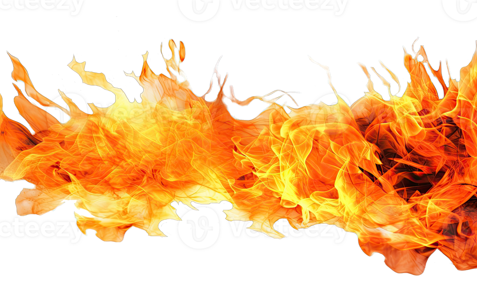 Translucent fire flames and sparks on transparent background. For used on dark illustrations. Transparency only in vector format png