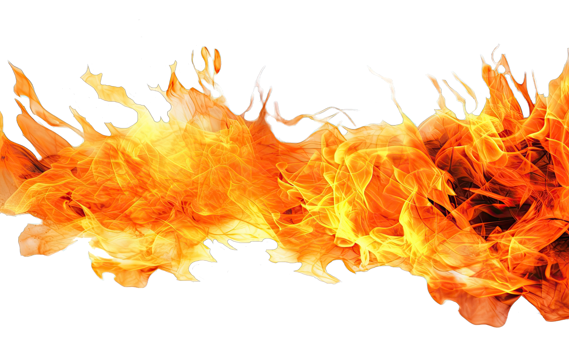 Translucent fire flames and sparks on transparent background. For used